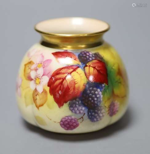 A Royal Worcester moulded vase shape 158H painted with autum...