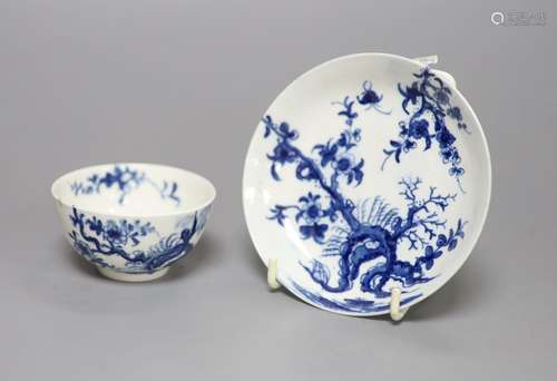 An 18th century Worcester prunus root pattern tea bowl and s...