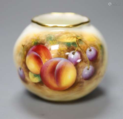 A Royal Worcester spirally globular vase painted with fruit ...