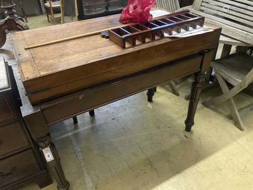 An early Victorian mahogany bagatelle table, width 120cm, de...