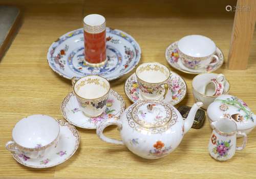 Mixed Continental porcelain including Meissen, Crown Derby, ...