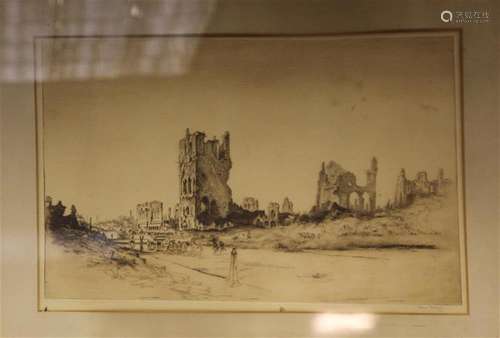 Frederick Arthur Farrell (1882-1935), etching, Ruined buildi...