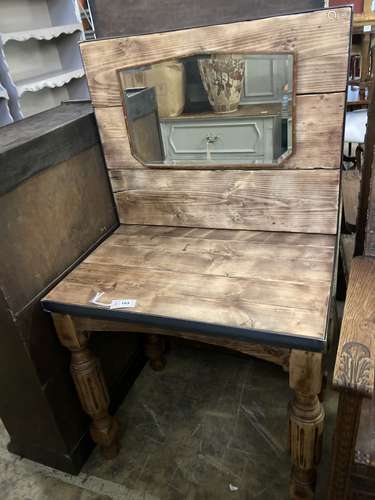 An industrial style iron mounted pine dressing table, width ...