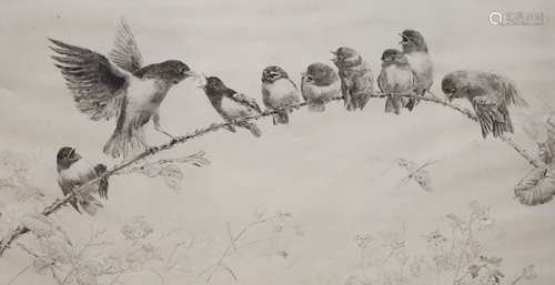 Leonard Robert Brightwell (1889-1983), etching, 'Early Birds...