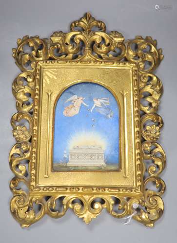 A late 19th century Florentine in memoriam miniature on card...