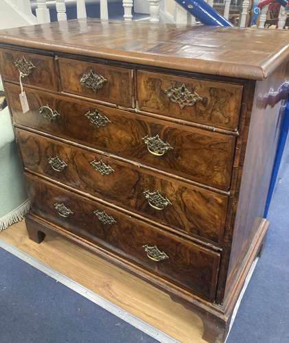 An 18th century walnut chest of drawers, width 97cm, depth 5...