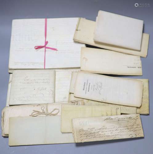 A quantity of 17th-19th century vellum indentures and deeds,...