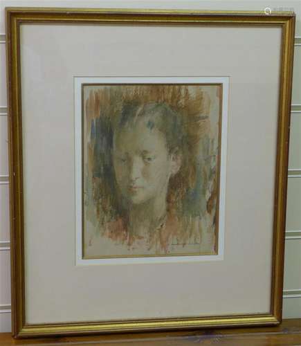 Bernard Fleetwood Walker (1892-1965), watercolour, Head stud...