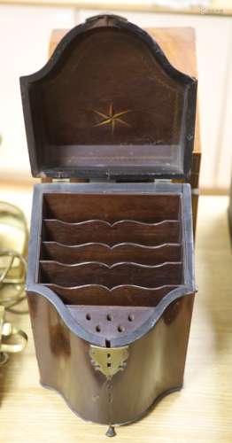 Two George III mahogany knife boxes converted to stationery ...