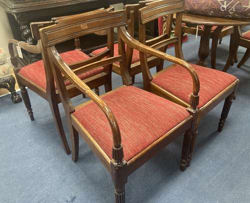 A set of eight Regency style mahogany dining chairs (two wit...