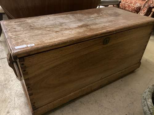 A Victorian camphorwood trunk, length 112cm, depth 54cm, hei...