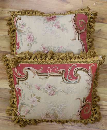 A pair of Aubusson cushions (made from a 19th century Aubuss...