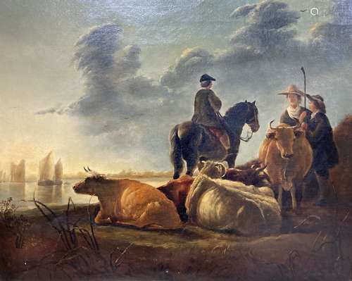 Follower of Aelbert Jacobsz Cuyp, oil on canvas, Cattle and ...