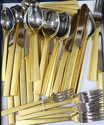 A part canteen of gilded steel Villeroy & Boch cutlery, comp...