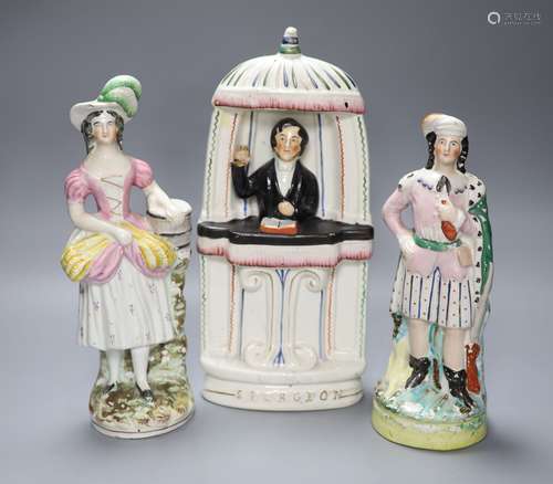 Three Staffordshire figures, one of Charles Spurgeon in the ...