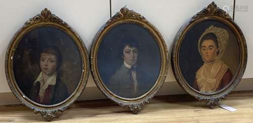 Early 19th century English School, three oils on canvas, Por...