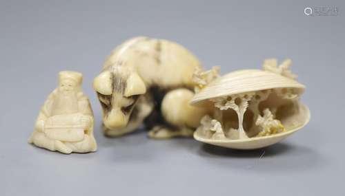 An 18th/19th century Japanese ivory netsuke, in the form of ...