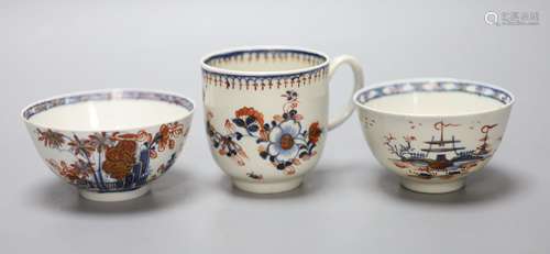 An 18th century Liverpool coffee cup and two teabowls, paint...