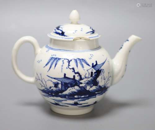 A rare Derby teapot and cover with Chinese landscapes, heigh...