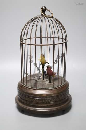 A double bird in cage automaton, 28cmCONDITION: Integral key...