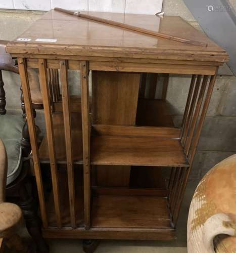 An Edwardian walnut revolving bookcase, width 56cm, height 9...