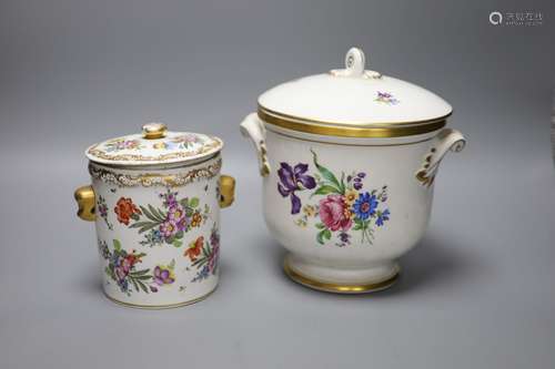 A Continental porcelain cylindrical jar and a Portuguese ice...