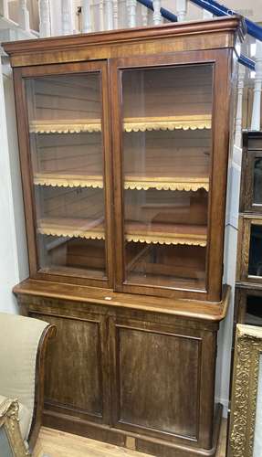 A Victorian mahogany glazed bookcase, width 122cm, depth 43c...