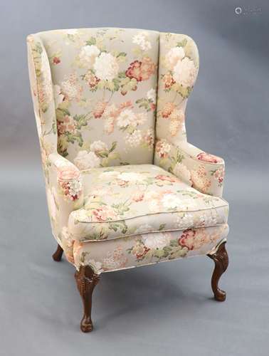 A French Hepplewhite style wing armchair together with a mat...