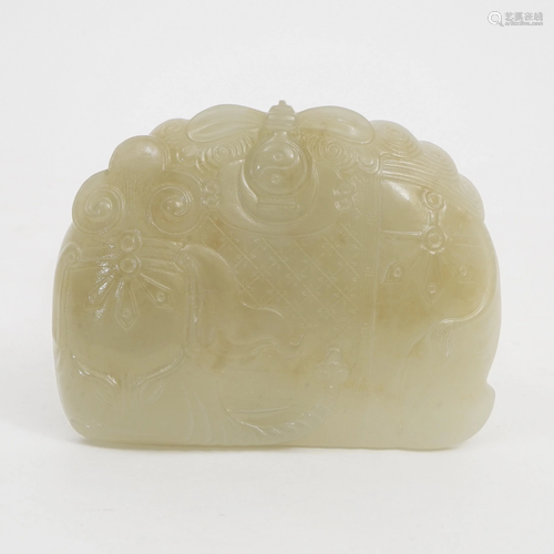 A PIECE OF HETIAN JADE WITH ELEPHANT PATTERN