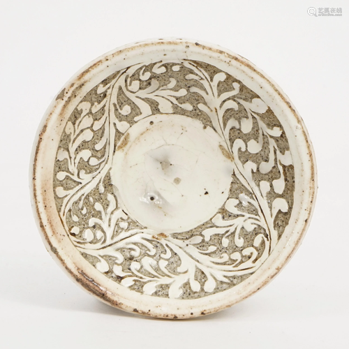 A WHITE-GLAZED DISH FROM CIZHOU KILN