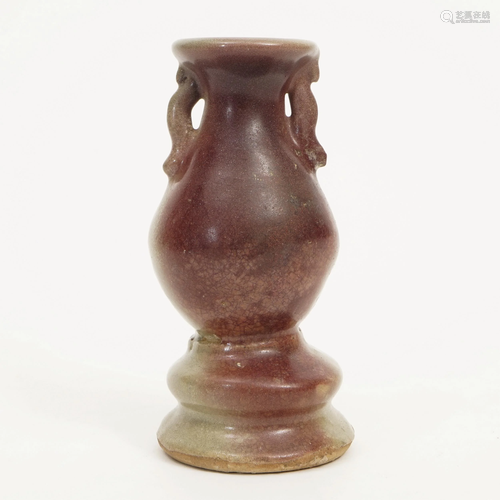 A JUN KILN ROSE RED GLAZE, TWO-PIECE VASE