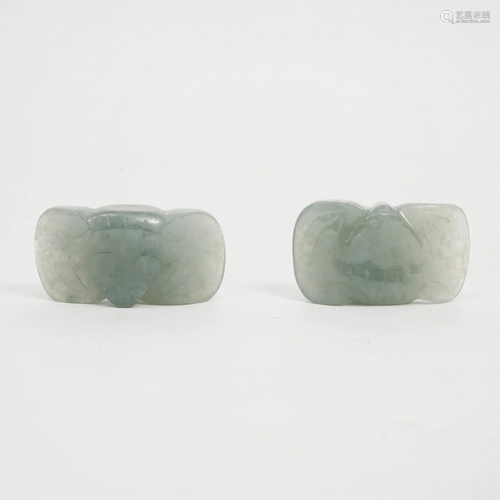 A PAIR OF JADE BATS