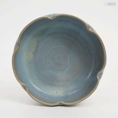 A JUN KILN SKY GREEN-GLAZED FLOWER-MOUTH BOWL