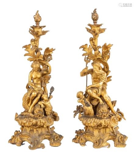 19th C French, Henri Picard Gilt Bronze Garnitures