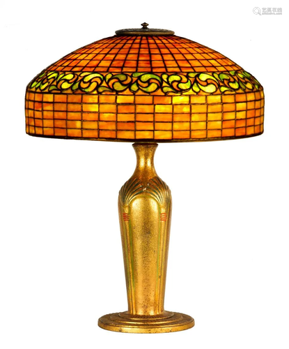 Tiffany Studios, New York Swirling Leaf Table Lamp