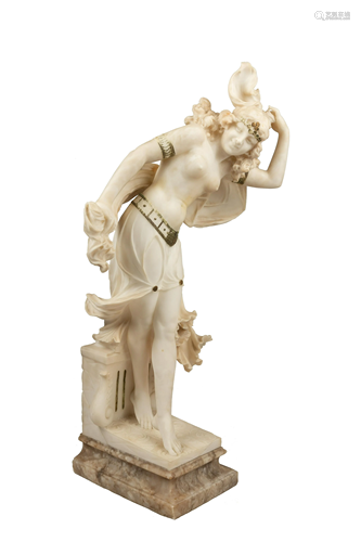 19th Century Italian Carved Alabaster Sculpture of a