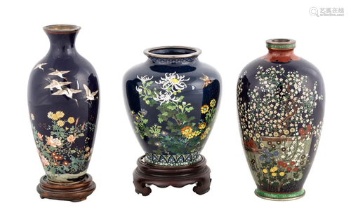 (3) Japanese Cloisonné Vases