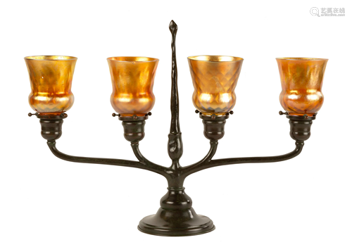 Tiffany Studios, New York 4-Light Candelabrum Lamp