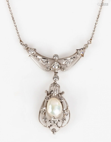 A Belle Époque Platinum Chain and Connected Pendant