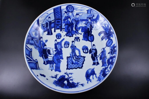 Large Qing Porcelain Blue&White Plate