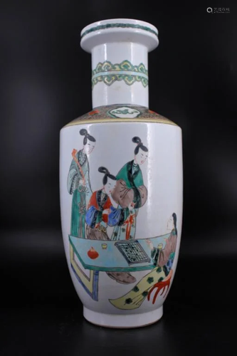 Very Large Late Qing Porcelain Famille Rose Vase