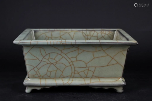 Chinese Song Porcelain Rectangular Guan Yao Pot