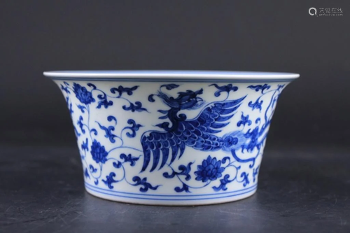 Chinese Ming Porcelain Blue&White Phoenix Bowl