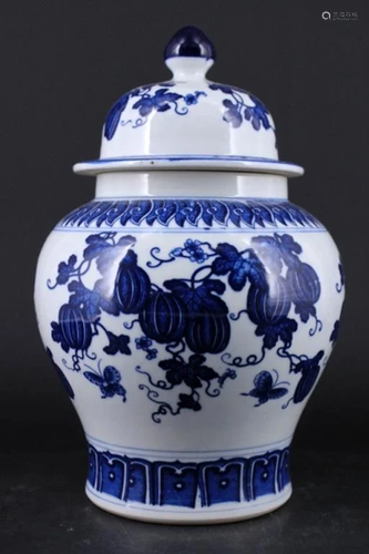 Large Qing Porcelain Blue&White Jar with Lid