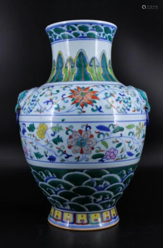 Very Large Qing Porcelain DouCai Vase