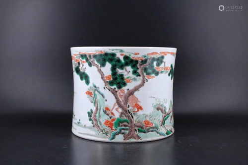 Qing Porcelain Famille Rose Brush Pot