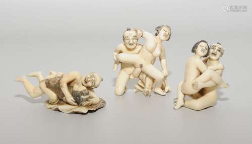 Lot: 3 erotische Netsuke