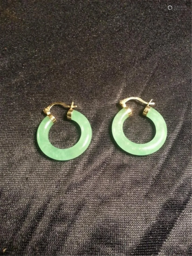 jade W 14k Gold Earrings