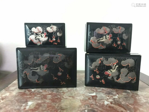 SET OF FOUR 1911 CHINESE FOOCHOW LACQUER NESTING BO…