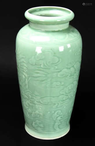 Chinese Celadon Glaze Porcelain Bottle Form Vase